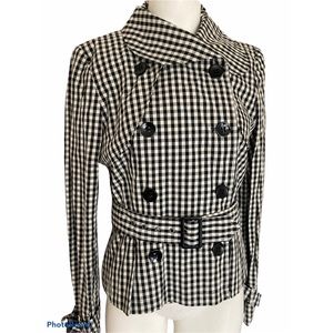 TOPSHOP Gingham Double Breasted Jacket Peacoat